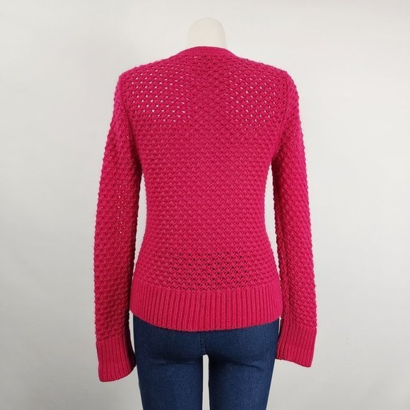 𝅺l.l Bean Pink Wool Angora Open Knit Cardigan Size S - Picture 8 of 12